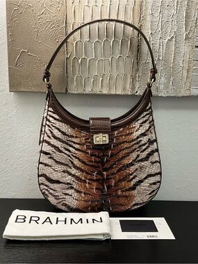 Brahmin Fallon FELINE HERMOSA Tiger Pattern Leather Bag NWT